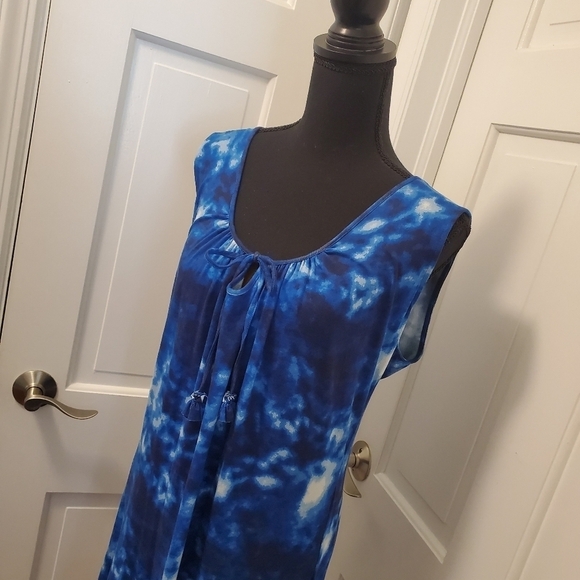 IMNYC Blue Tie Dye Print Midi Sleeveless Dress Size Medium - Picture 2 of 10